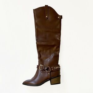 Cleopatra Duke-42 Woman’s 10 Brown Leather Riding Boots With Side Zipper